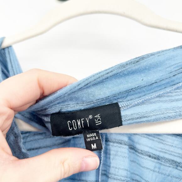 Comfy USA Womens Lounge Heathered Lagenlook 3/4 Sleeve Tunic Dress Size M Blue - Picture 4 of 6